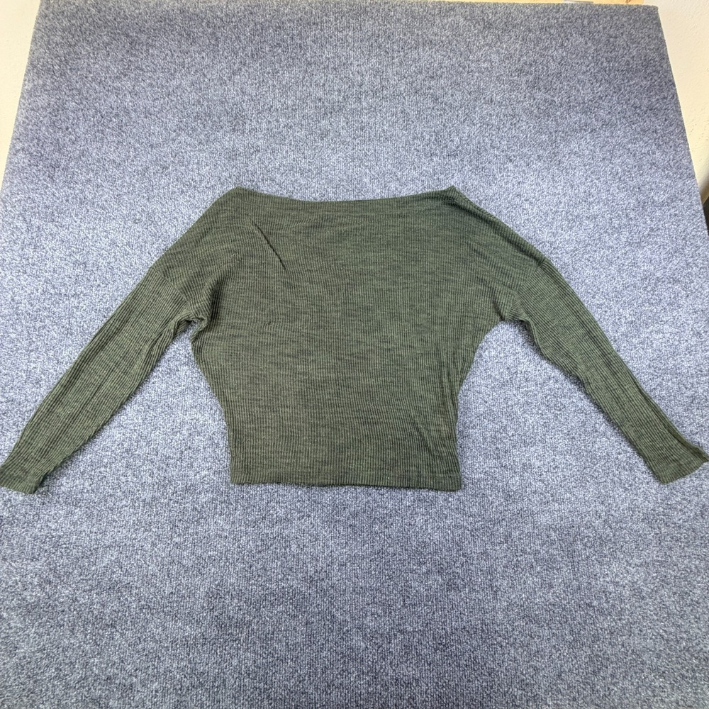 Express One Eleven Top Womens Small Olive Green Ribbed Boat Neck‎ Dolman Sleeve